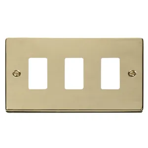 3 Gang GridPro Frontplate - Polished Brass