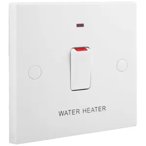 WHITE MOULDED SQUARE EDGE SINGLE WATER HEATER SWIT