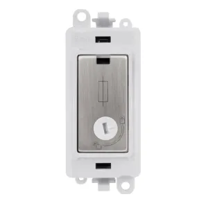 13A Fused Lockable Module - White - Stainless Stee