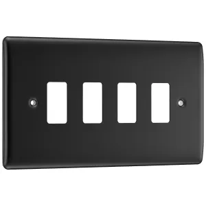 GRID FRONT PLATE NEXUS METAL MATT BLACK - 4 GANG