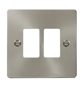 2 Gang GridPro Frontplate - Brushed Stainless