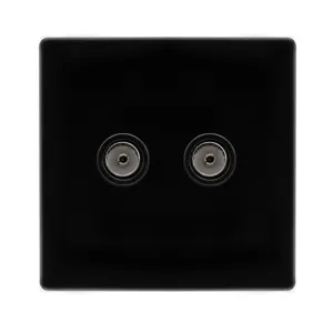 TWIN NON-ISOLATED COAXIAL OUTLET -  METAL BLACK CO