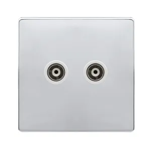 TWIN ISOLATED COAXIAL OUTLET - POLISHED CHROME COV