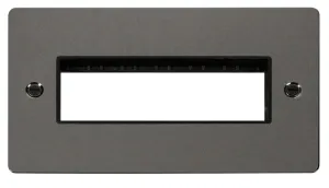 2 Gang Plate 6 In-Line Switch Aperture  - Black