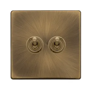 10AX 2 GANG 2 WAY TOGGLE SWITCH - ANTIQUE BRASS