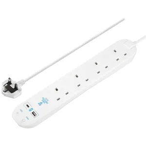 4 SKT 4M 13A SRG EXT LEAD + USB WHITE