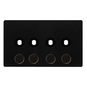 4 GANG UNFURNISHED DIMMER PLATE & KNOBS - MATT BLA