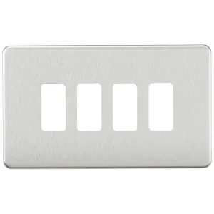 Screwless 4G grid faceplate - brushed chrome