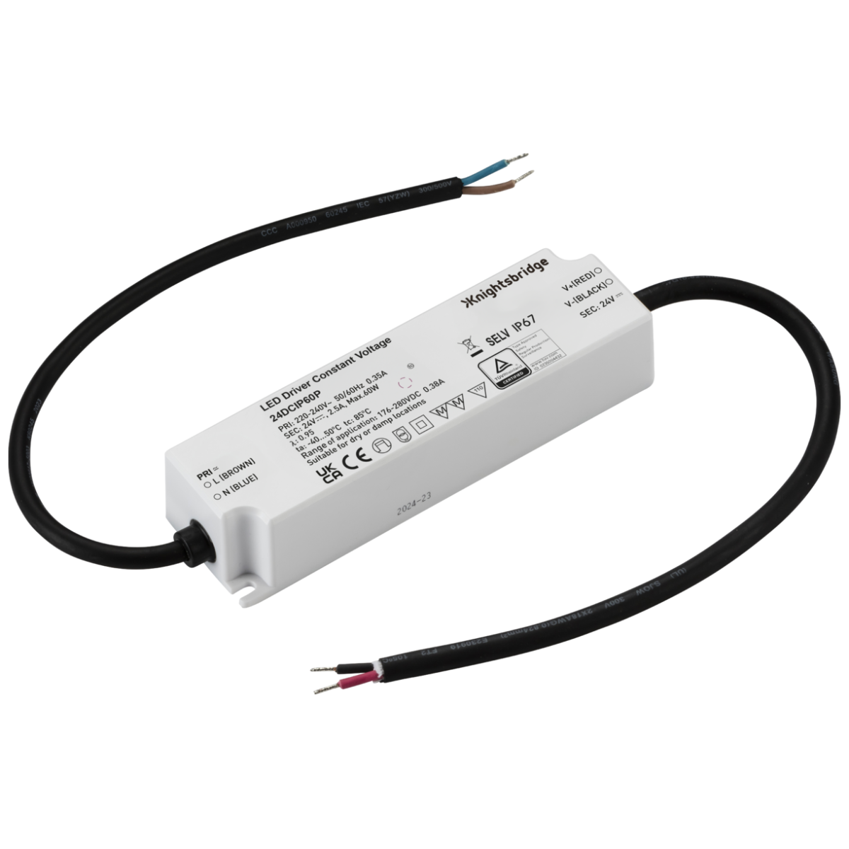 24V IP67 60W DC LED Driver - Constant Voltage