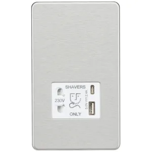 230V Shaver Socket with Dual USB A+C [5V DC 2.4A s