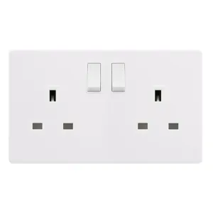 13A INGOT 2 GANG DP SWITCHED SOCKET - POLAR WHITE
