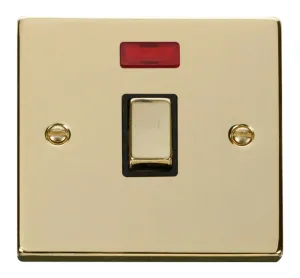 20A 1 Gang DP 'Ingot' Switch + Neon - Black
