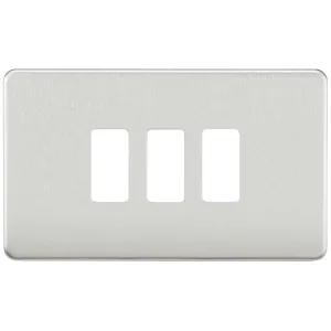 Screwless 3G grid faceplate - brushed chrome