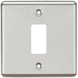 1G Grid Faceplate - Rounded Edge Brushed Chrome
