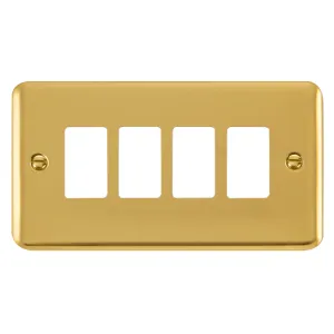 4 Gang GridPro Frontplate - Polished Brass