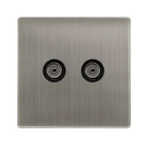 TWIN NON-ISOLATED COAXIAL OUTLET - STAINLESS STEEL