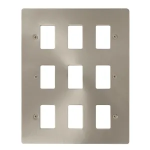 9 Gang GridPro Frontplate - Brushed Stainless