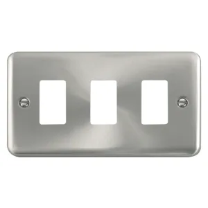 3 Gang GridPro Frontplate - Satin Chrome