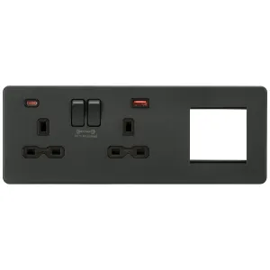 13A 2G DP Socket +2G Modular + Dual USB A+C 12V DC