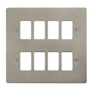 8 Gang GridPro Frontplate - Stainless Steel