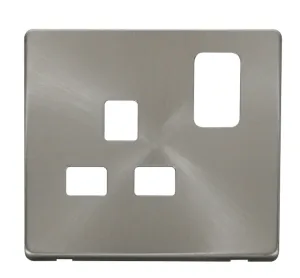 1 Gang 13A Switched Socket Cover Plate - Brushed S
