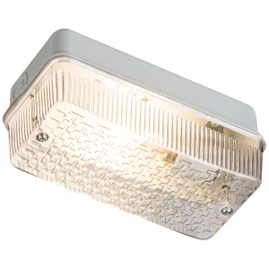 230V IP65 100W (BC) B22 Bulkhead with Clear Prisma