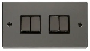 4 Gang 2 Way 'Ingot' 10AX Switch - Black