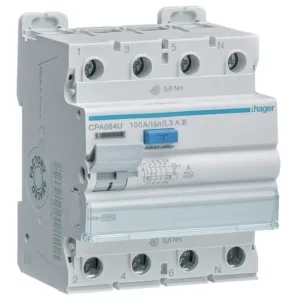 RCCB 3P+N 100A 300mA A S