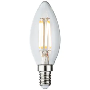 230V 4W LED SES Clear Candle Filament Lamp 2700K D