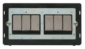 Ingot 10AX 6 Gang 2 Way Switch Insert - Black / St