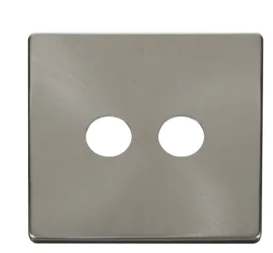 Twin Coaxial Socket Cover Plate - Brushed Stainles