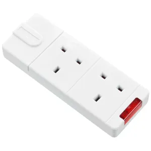 2 SKT 13A TRAILING SOCKET + IND WHITE