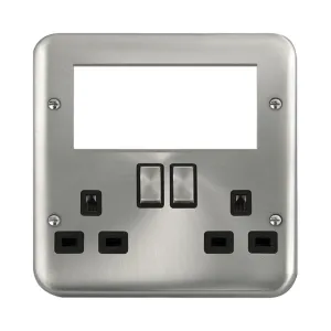 2 GANG 3 PIN SAFETY SHUTTER SWITCHED SOCKET WITH Q