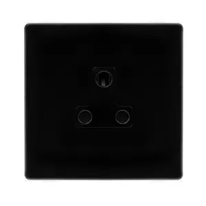 5A ROUND PIN SOCKET - METAL BLACK COVER PLATE - BL