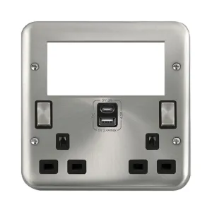2 GANG 3 PIN SAFETY SHUTTER TYPE A & C USB SWITCHE
