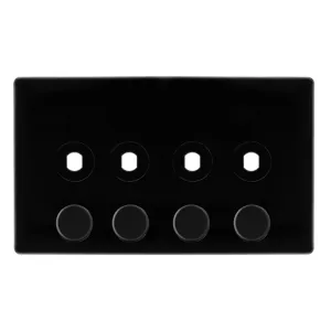 4 GANG UNFURNISHED DIMMER PLATE & KNOBS - METAL BL