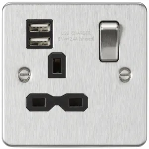 13A 1G SP Switched Socket with Dual USB A+A (5V DC