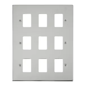 9 Gang GridPro Frontplate - Polished Chrome