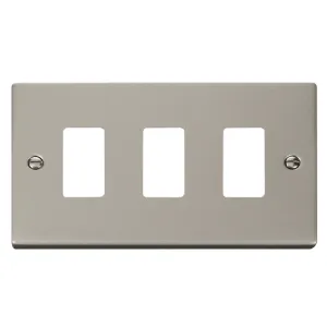 3 Gang GridPro Frontplate - Pearl Nickel