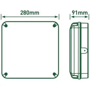 MOSI BULKHEAD SQUARE WHITE IP65 280MM 1150LM 11W S