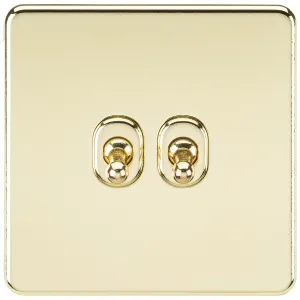 10AX 2G 2-way Toggle Switch - Polished Brass