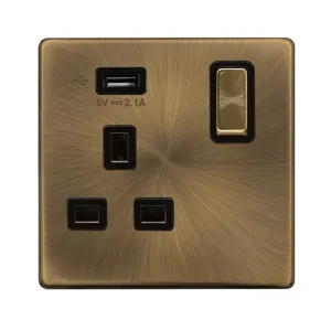 13A INGOT 1 GANG SWITCHED SOCKET WITH 2.1A USB OUT