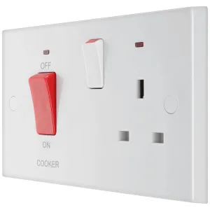 WHITE MOULDED SQUARE EDGE 45A COOKER CONTROL UNIT