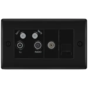 NEXUS METAL MATT BLACK QUADPLEX SOCKET TV, 2X SATE