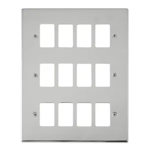 12 Gang GridPro Frontplate - Polished Chrome