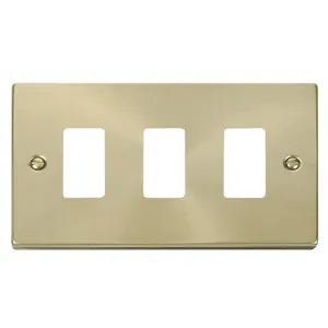 3 Gang GridPro Frontplate - Satin Brass