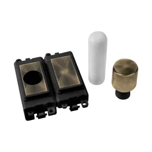 2 Module Dimmer Mounting Kit - Black - Antique Bra