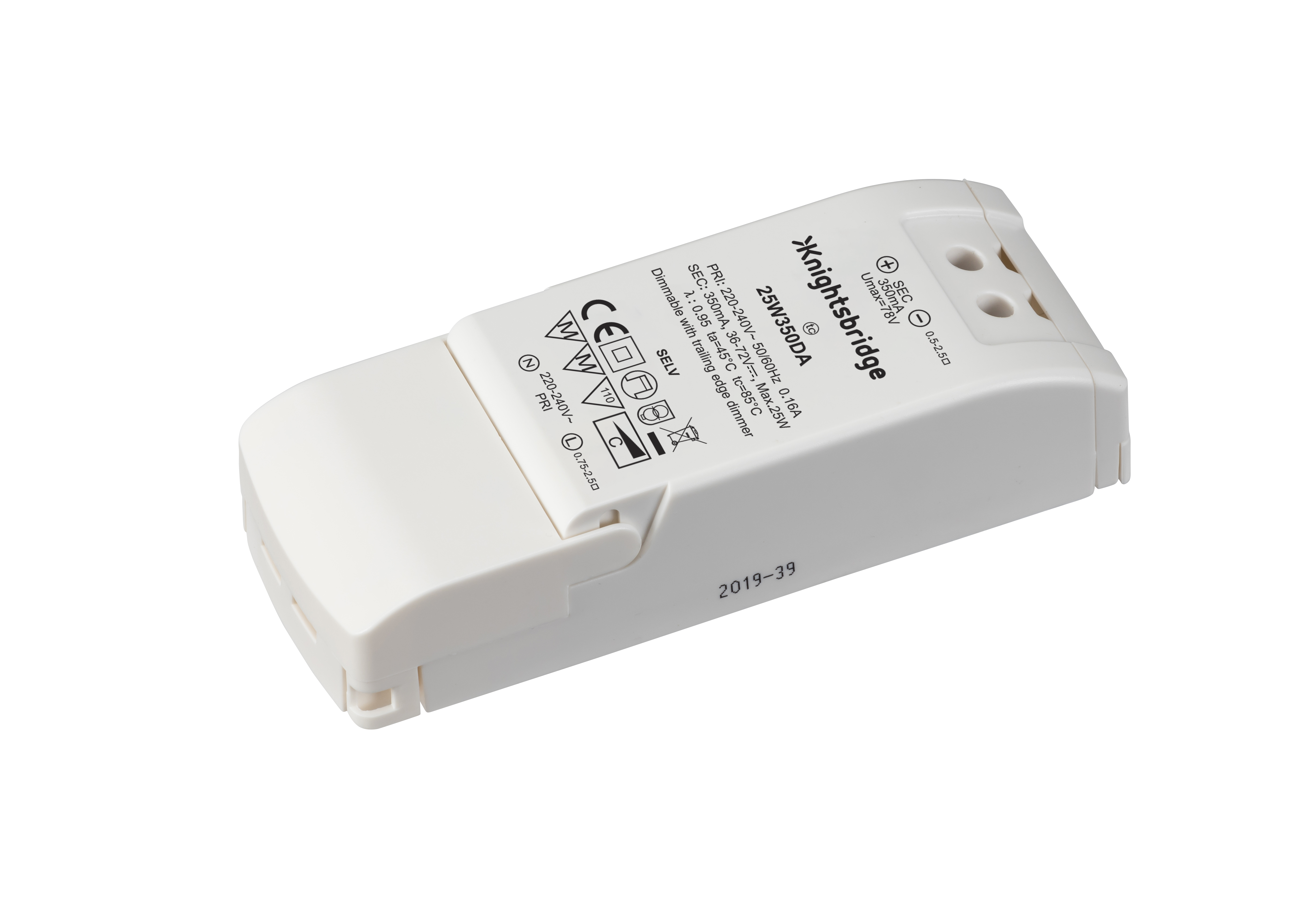 IP20 350mA 25W LED Dimmable Driver - Constant Curr