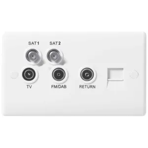 WHITE NEXUS MOULDED QUADPLEX TV, 2X SATELLITE AND