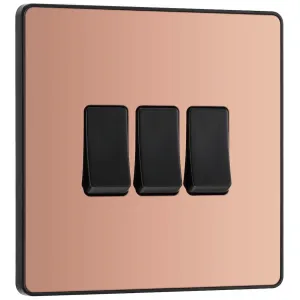 EVOLVE POLISHED COPPER (BLACK) TRIPLE LIGHT SWITCH